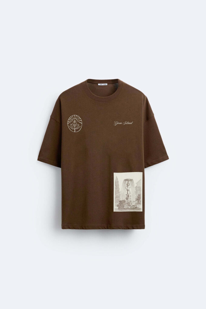 Garm Island Fountain T-shirt in brown